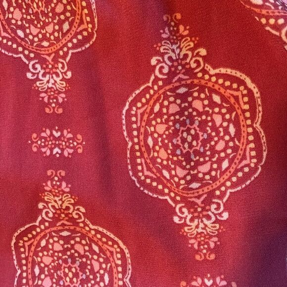 Lauren Conrad size M pleated neckline tie back dress burnt orange/sienna EUC - Picture 9 of 14